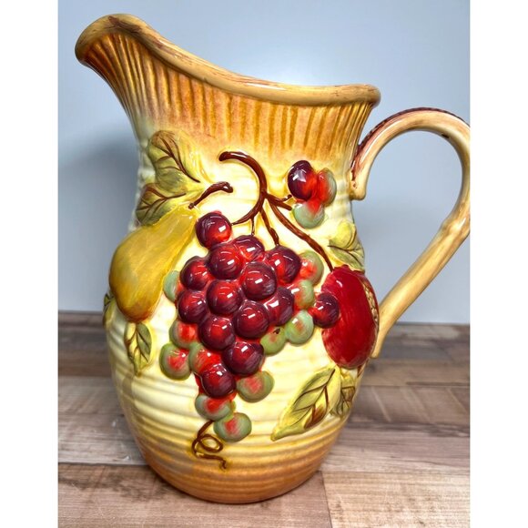 Certified International Pamela Gladding Ceramic Fruit Pitcher Hand Wash Only - Picture 3 of 5